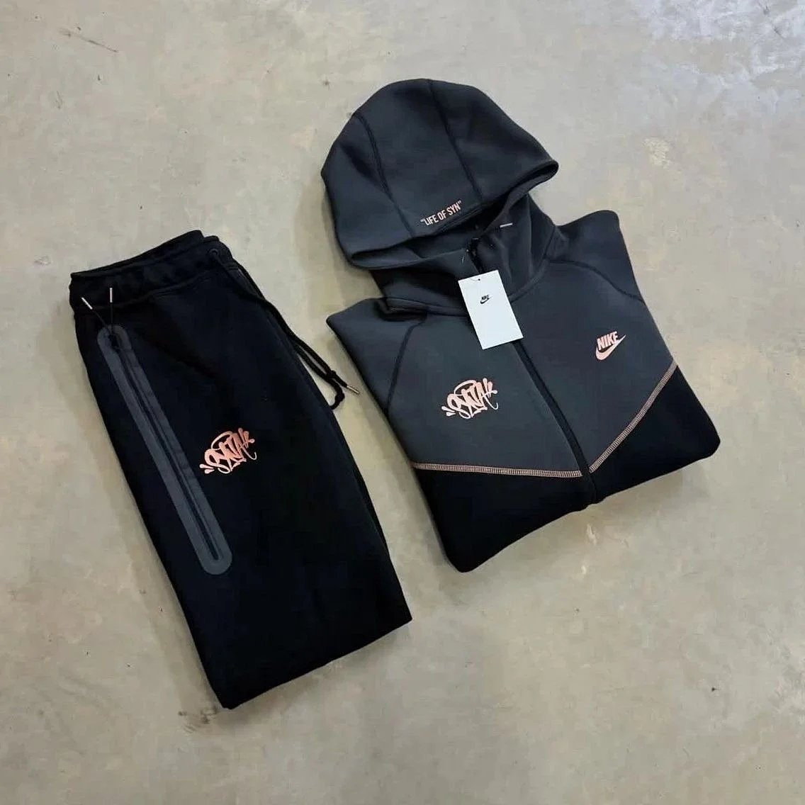 Nike Tech Fleece x Off-White 'Life Is Good' Black Rose Gold Tracksuit product detail 5 in Litbuy spreadsheet finds