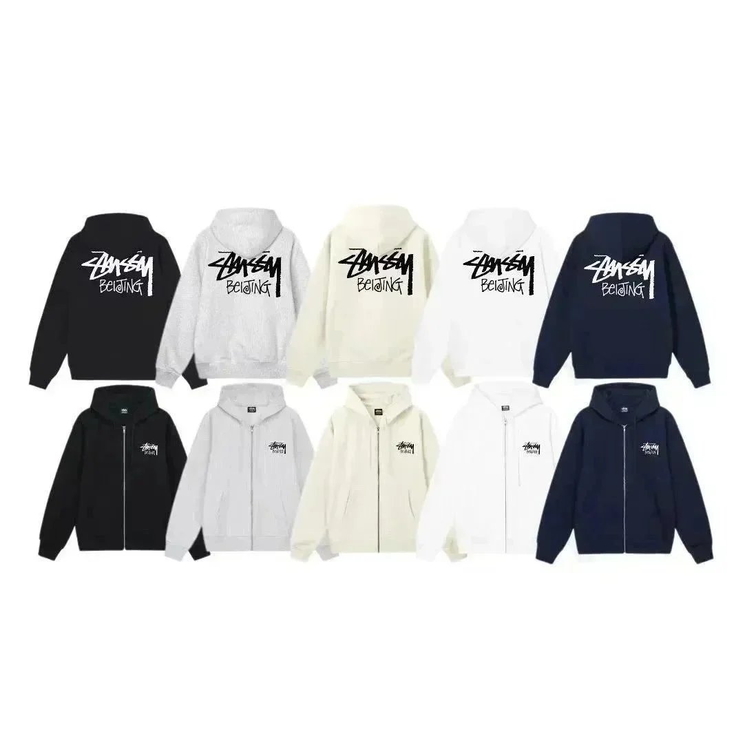 Stussy Classic Logo Hooded Sweatshirt White Beige Gray Heather Navy Black Streetwear
