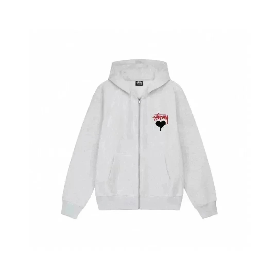Stussy Stussy Heart Zip-Up Hoodie in White White
