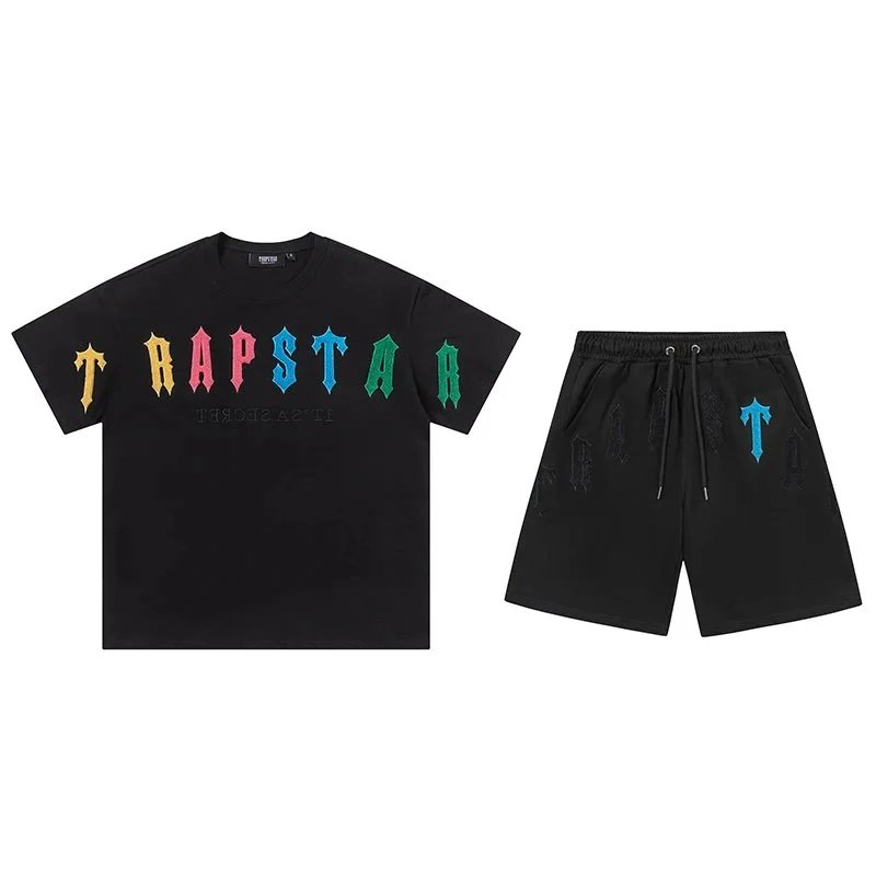 Trapstar Trapstar Co-ord Set - Black with Multi-Color Embroidery Black