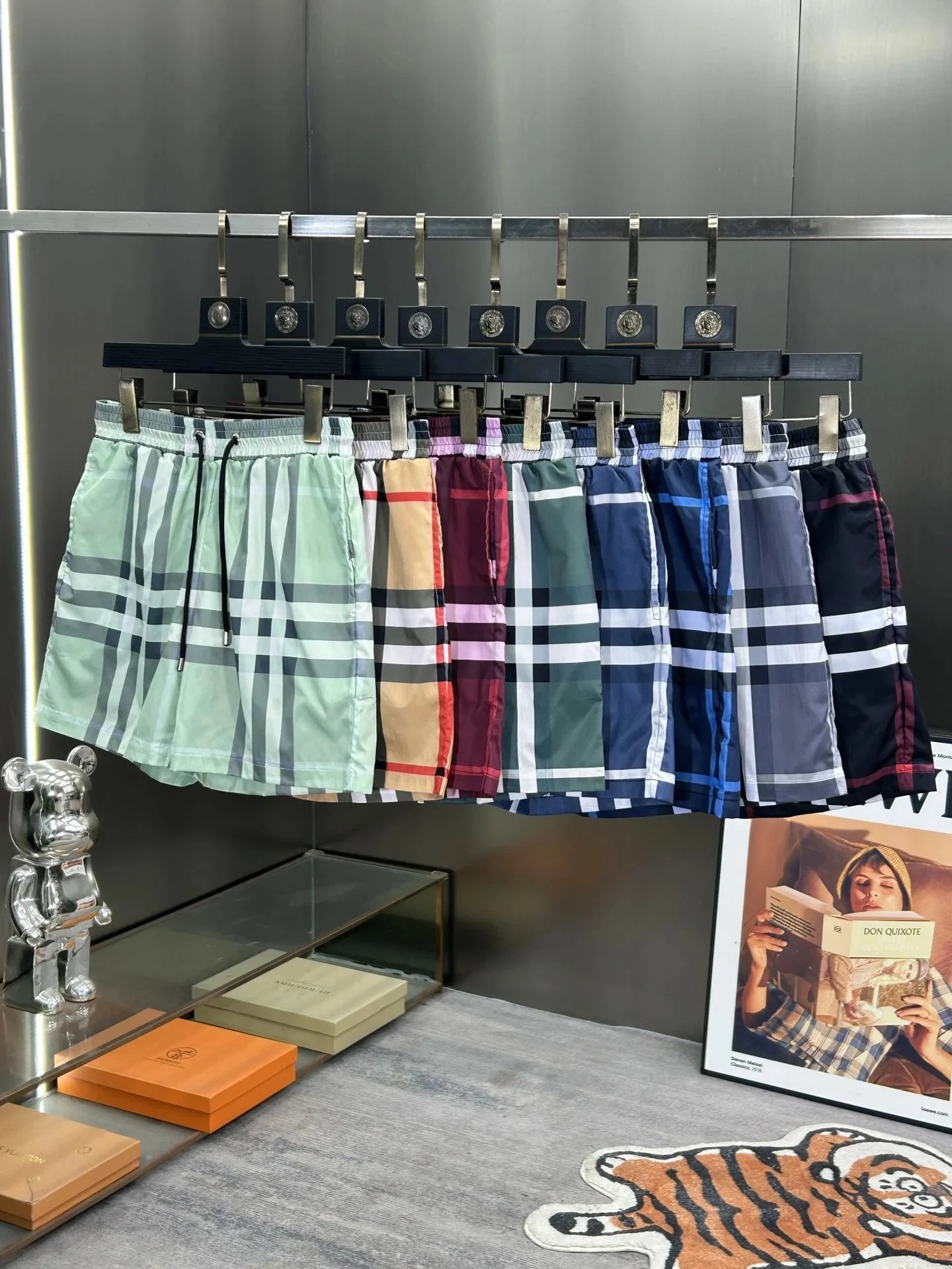 Burberry Check Print Beige White Black Red Blue Gray Navy Striped Swim Shorts