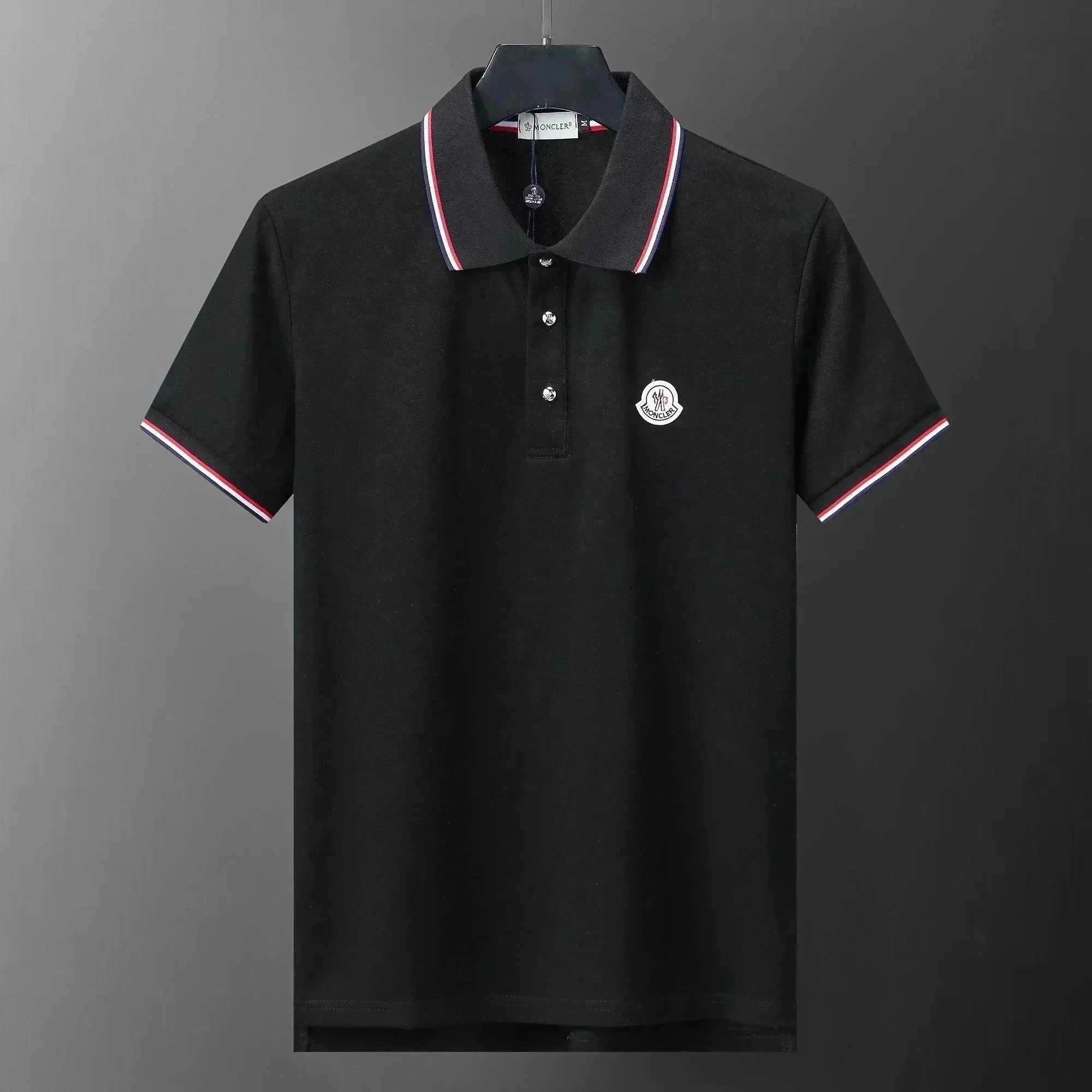 Moncler Polo Shirt Black White Navy Classic Sporty
