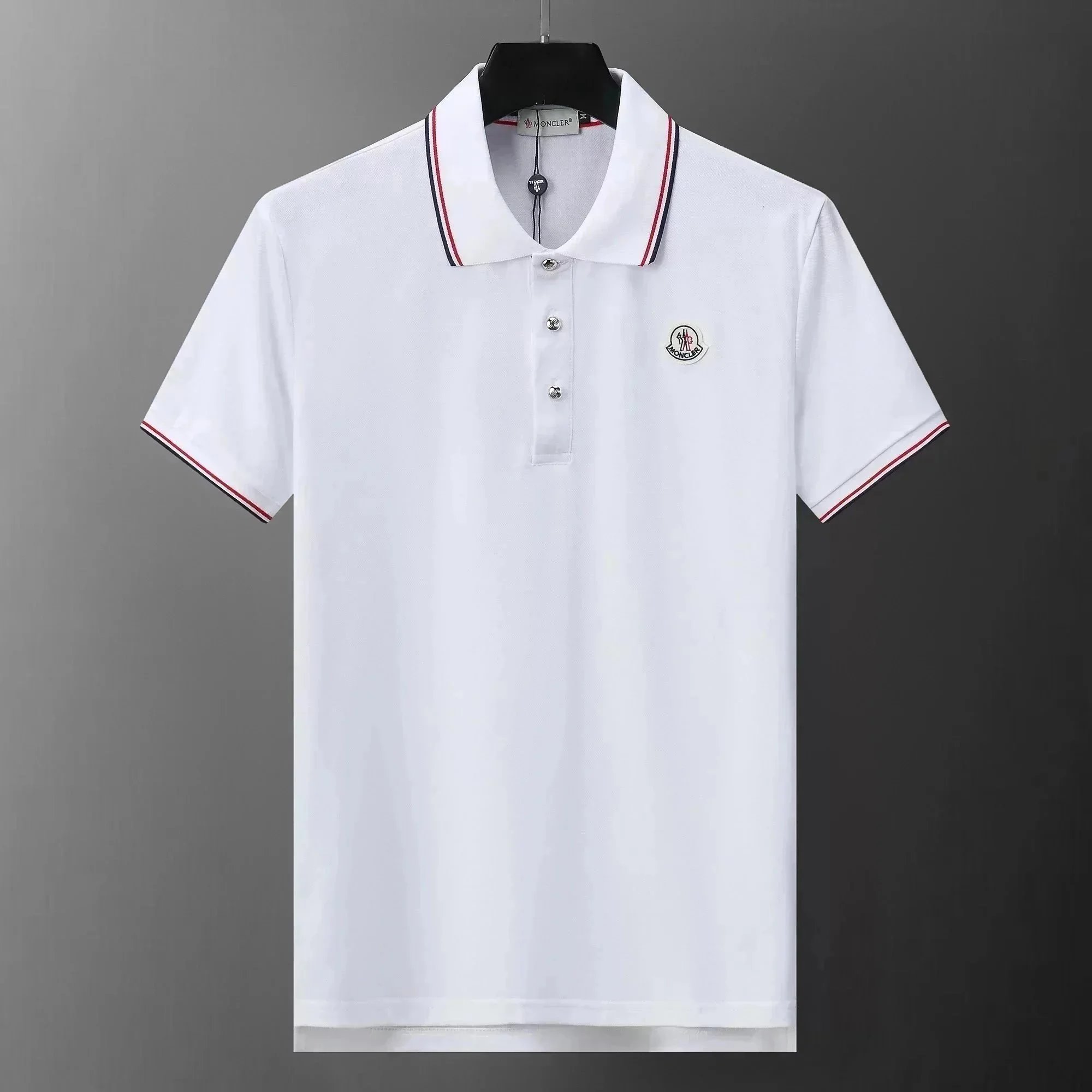 Moncler Polo Shirt Black White Navy Classic Sporty
