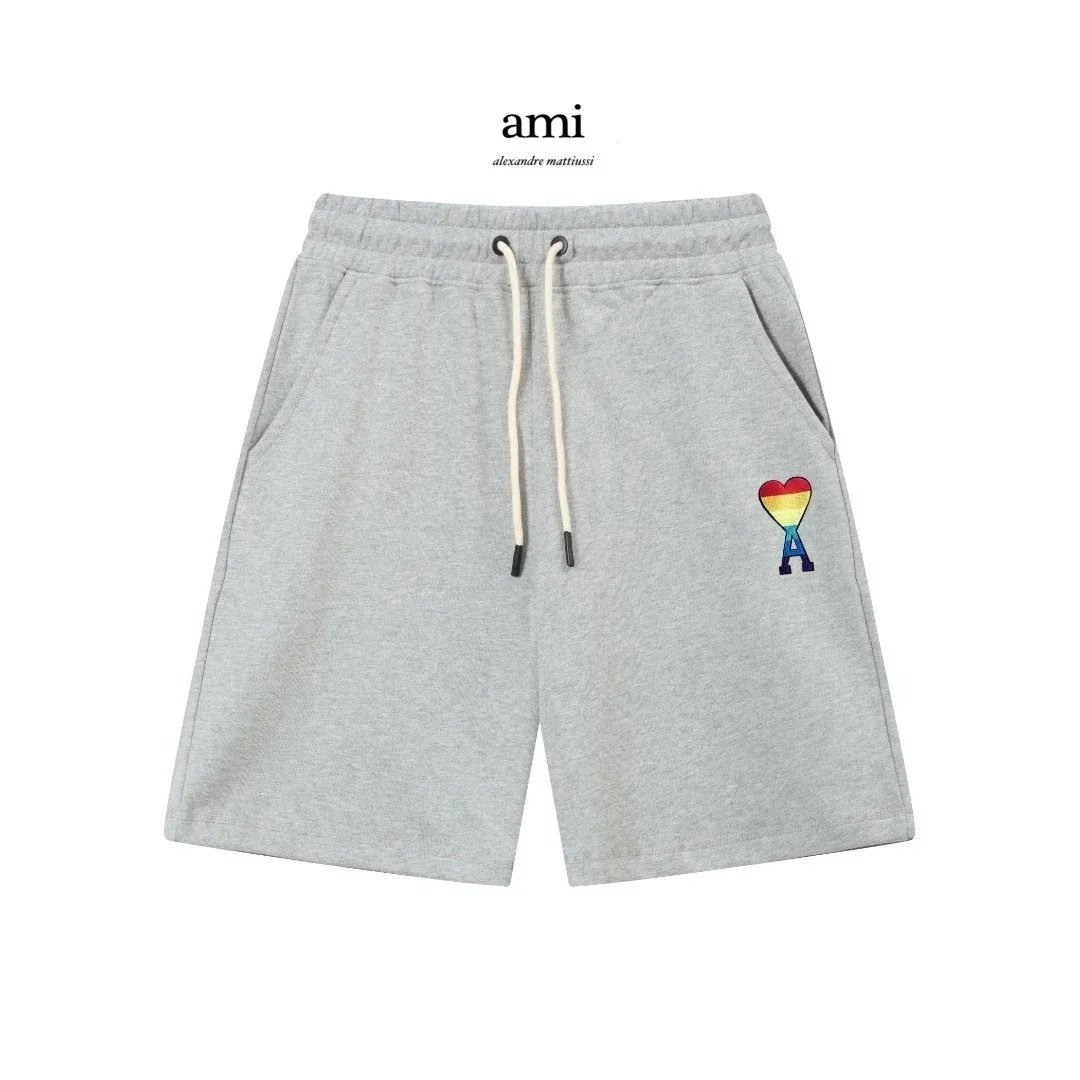AMI Alexandre Mattiussi Ami Alexandre Mattiussi Grey Heart Logo Shorts Grey