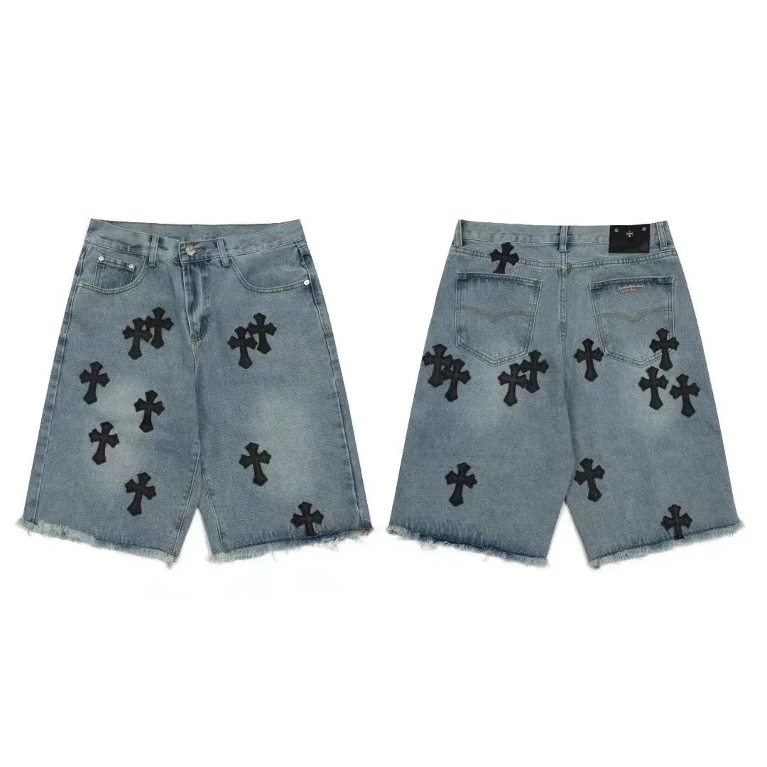 Chrome Hearts Cross-Embroidered Denim Shorts
