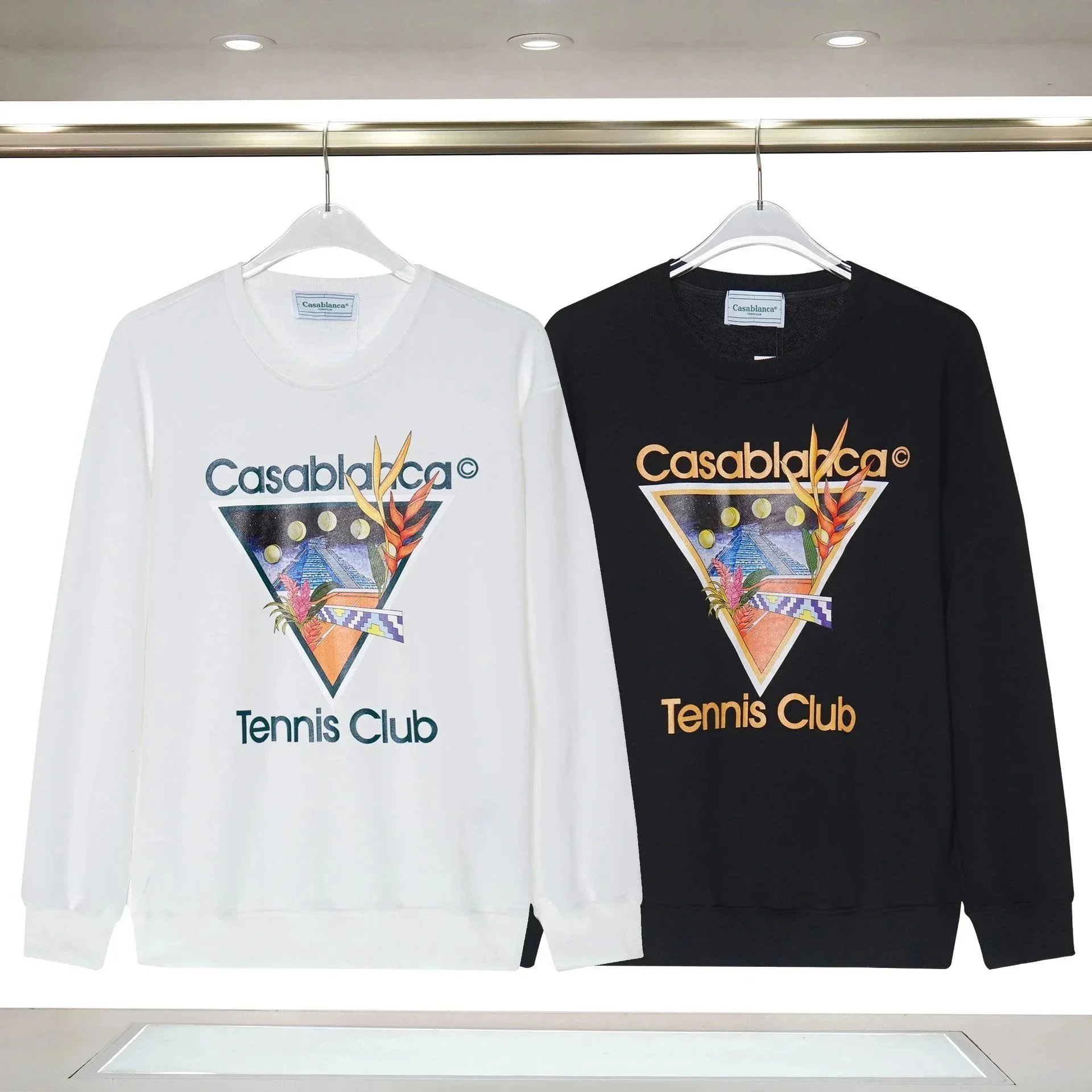 Casablanca Tennis Club White Black Graphic Print Sweatshirt