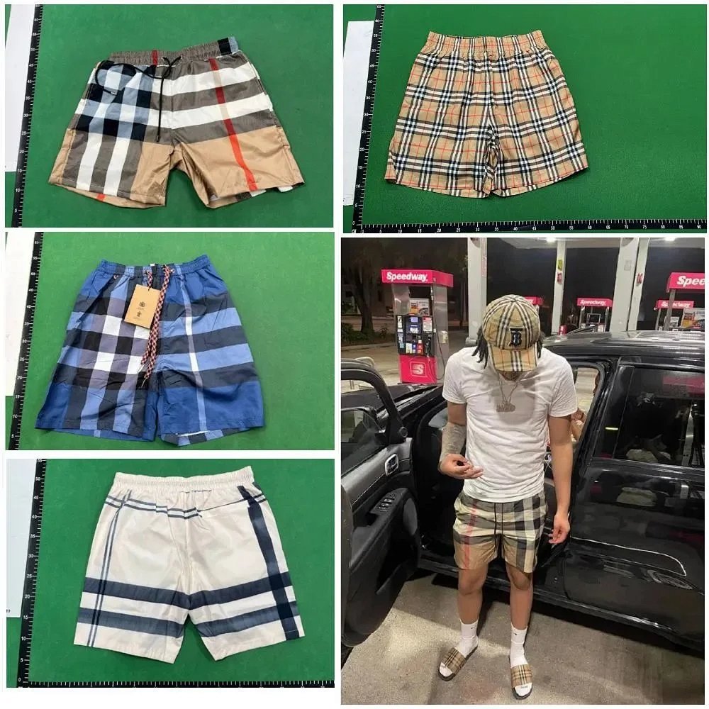 Burberry Check & Stripe Swim Shorts Beige Multicolor product detail 2 in Litbuy spreadsheet finds