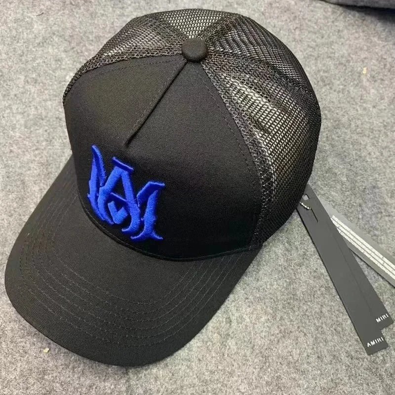 Amiri Amiri Black Mesh Trucker Hat with Blue Embroidered Logo Black