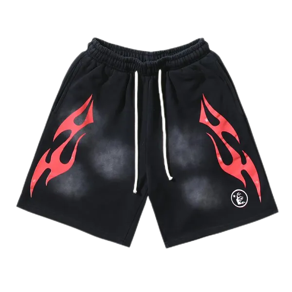 Hellstar Logo Print Black Sporty Shorts - 8