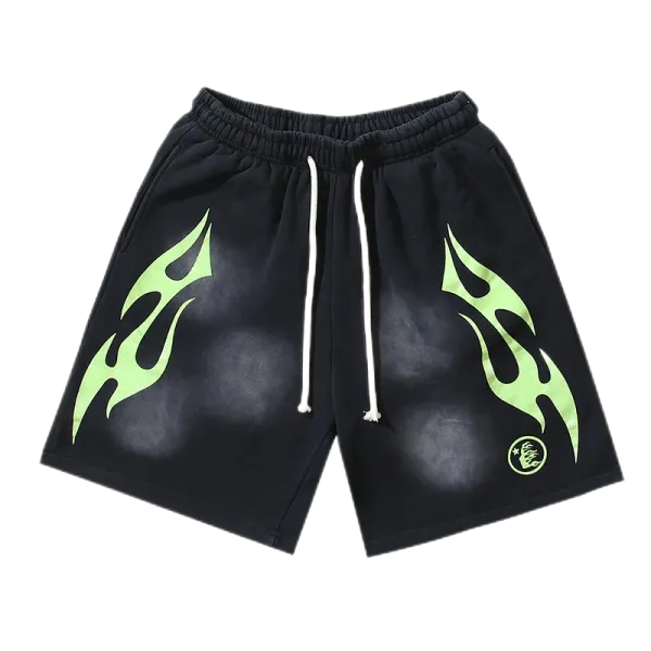 Hellstar Logo Print Black Sporty Shorts - 7