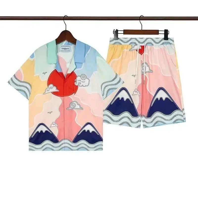 Prada Resort Collection Multicolor Patterned Short Sleeve Shirt And Shorts Set