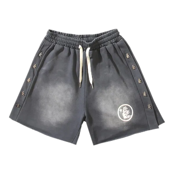 Design Streetwear Embroidered Lion Logo Shorts Gray - 1