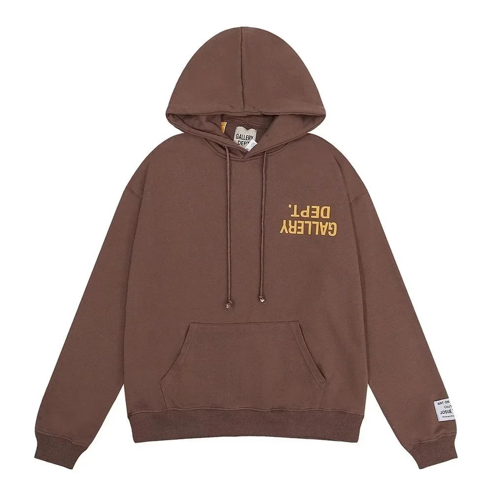 Gallery Dept. Gallery Dept. Brown Oversized Hoodie with Yellow Logo Brown
