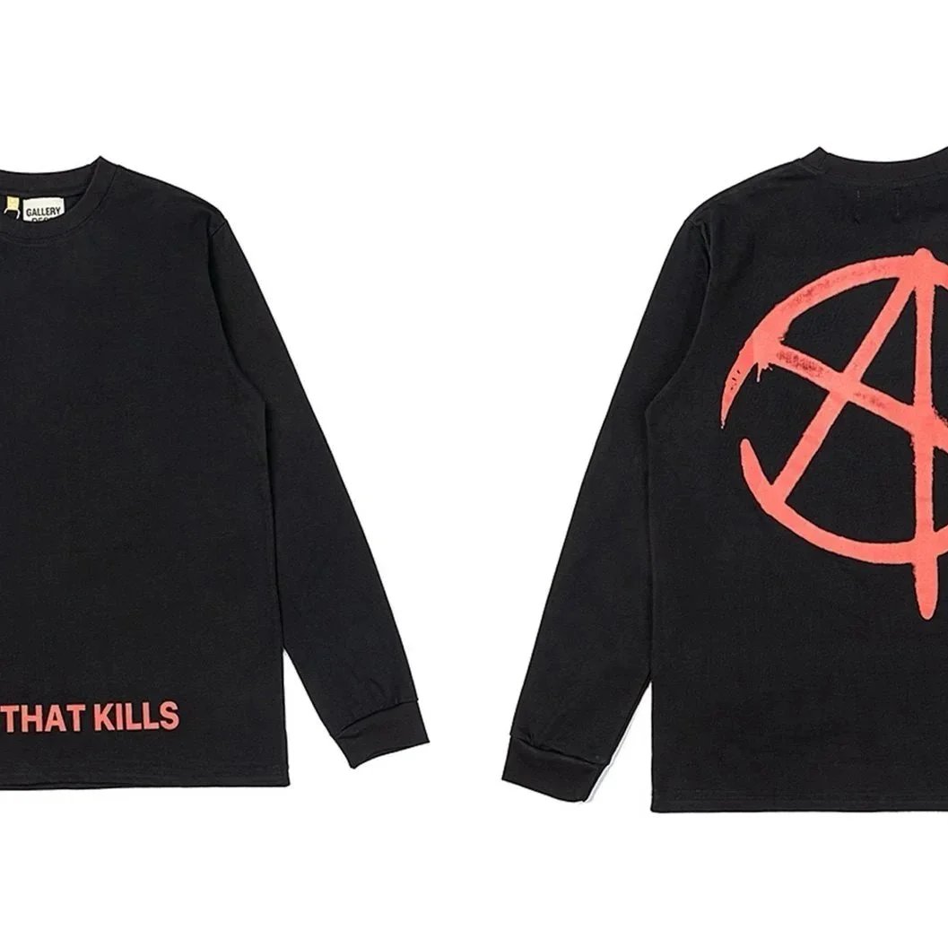 Gallery Dept. Gallery Dept. 'That Kills' Black Long-Sleeve T-Shirt with Red Anarchy Logo Black