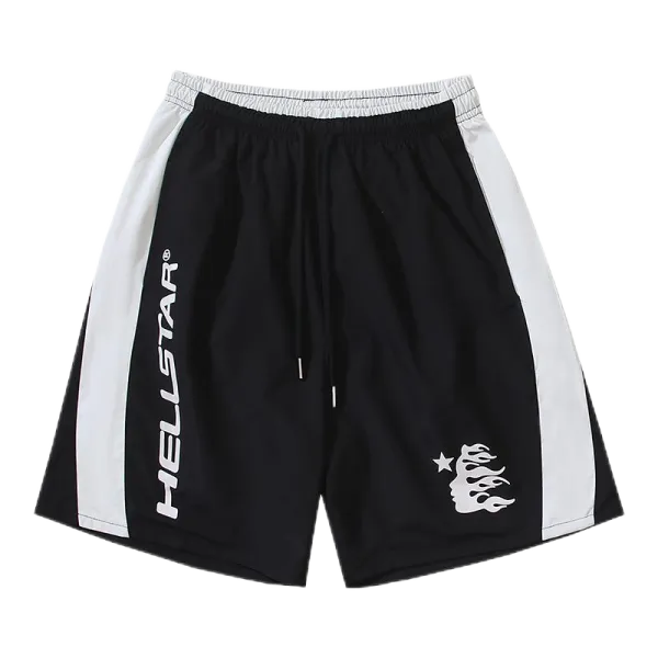 Hellstar Flame Logo Side-Stripe Shorts Black/White - 1