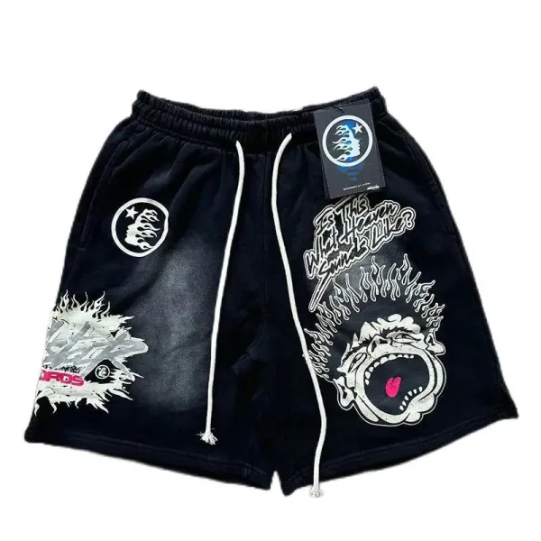 Hellstar Logo Print Black Sporty Shorts - 4