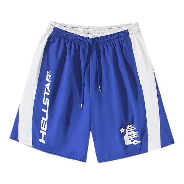 Hellstar Flame Logo Swim Shorts Blue and White - 1