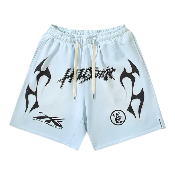 Hellstar Path to Paradise Flame Print Shorts Light Blue - 1