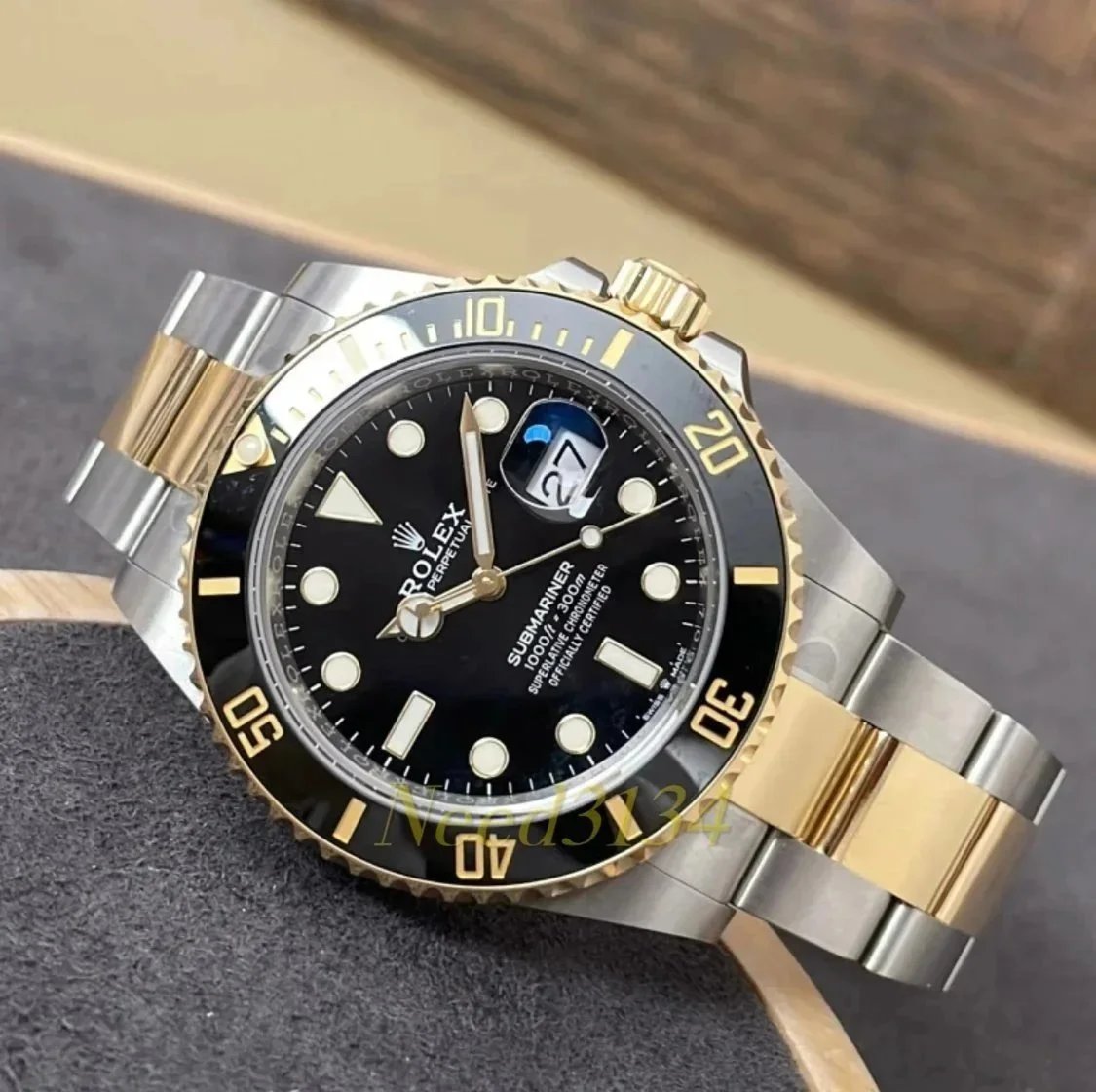 Rolex Submariner Black And Gold Two Tone Dive Watch