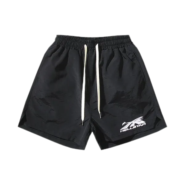 Hellstar Logo Print Black Sporty Shorts - 1