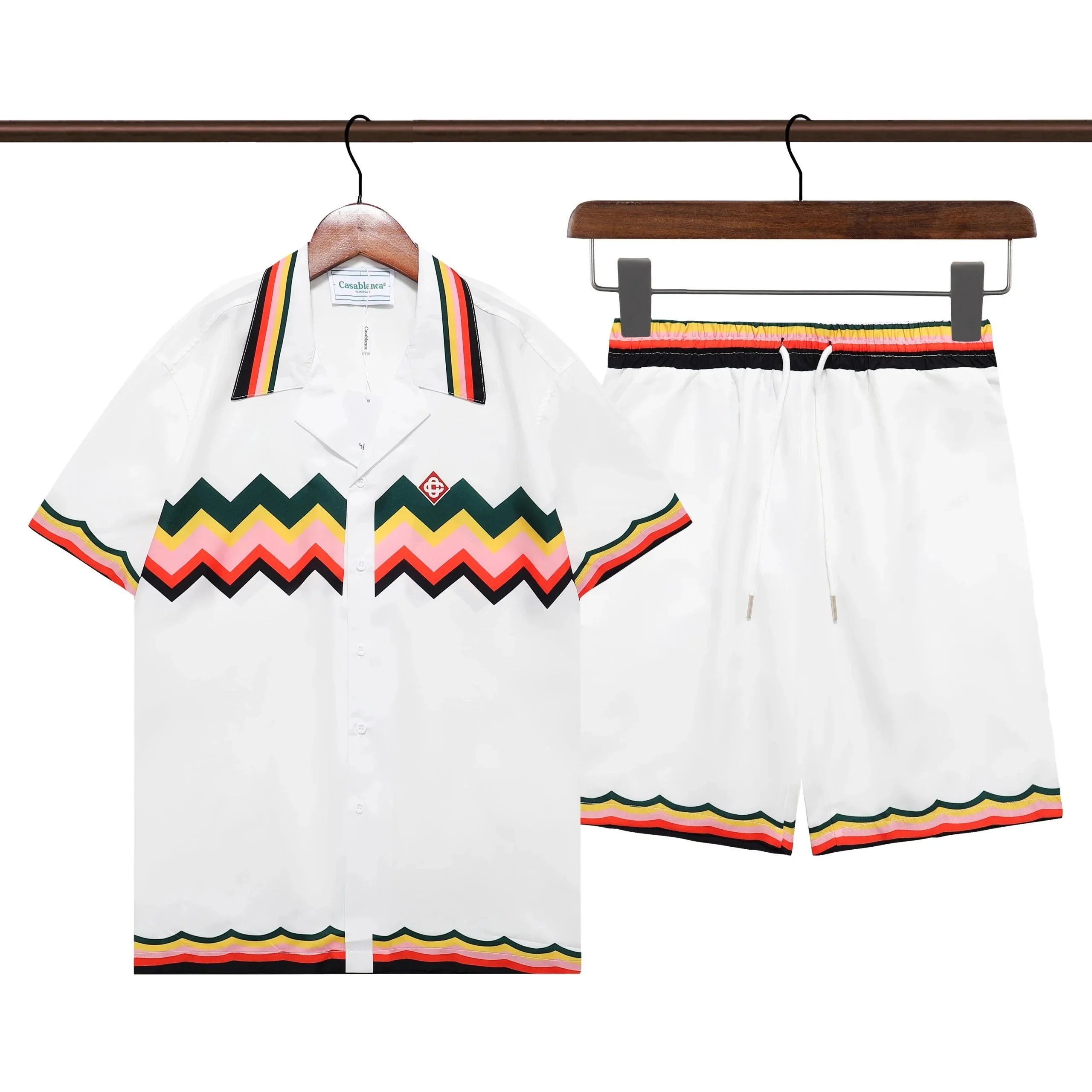 Casablanca Zigzag Stripe Co-ord Set in White with Colorful Accents White