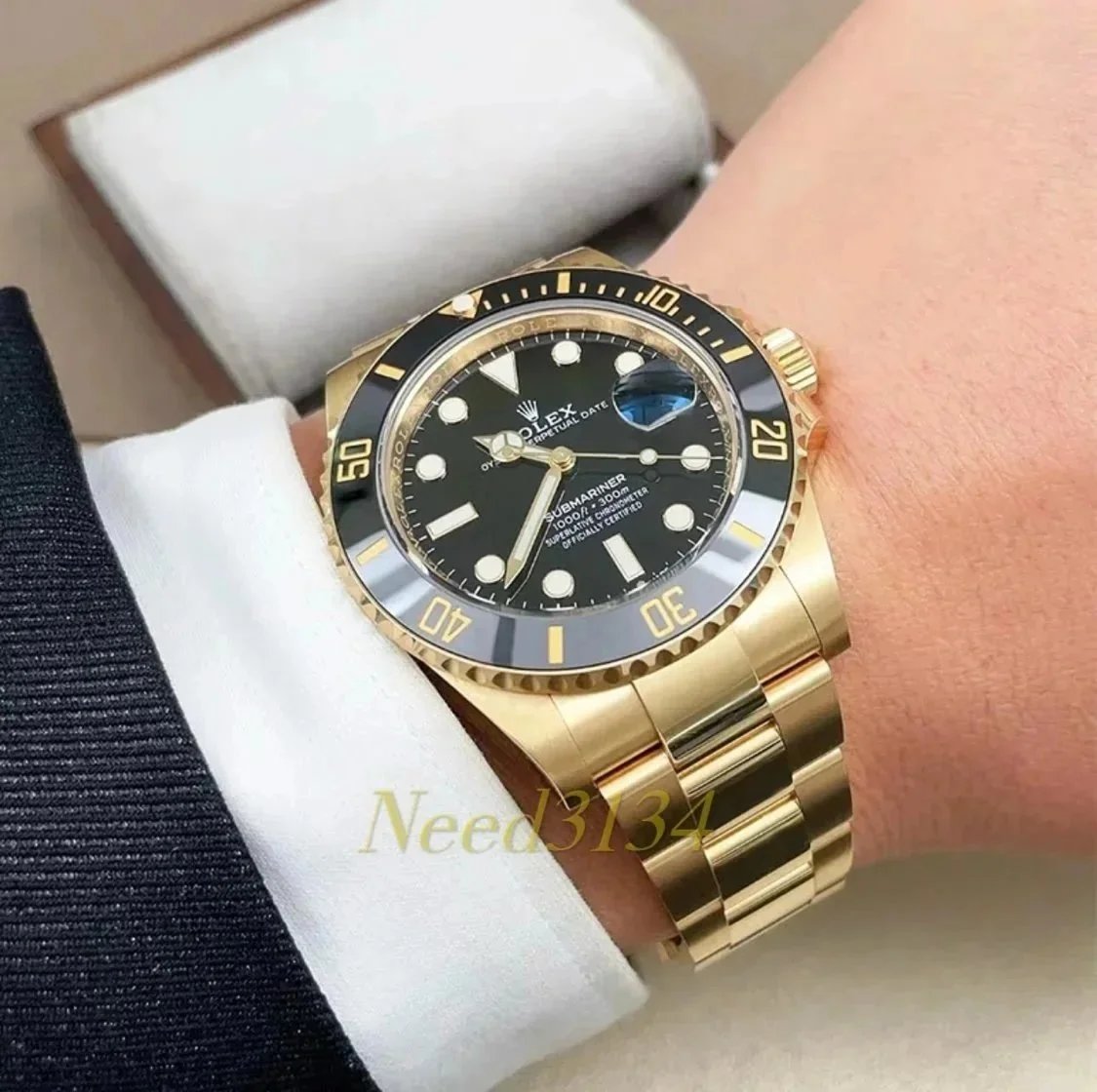 Rolex Submariner Black And Gold Two Tone Dive Watch