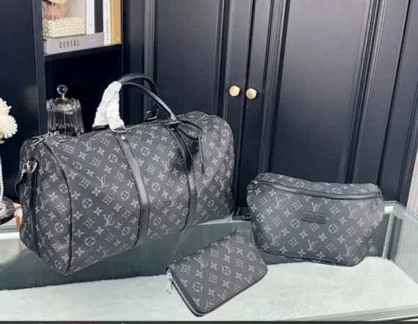 Louis Vuitton Monogram Eclipse Duffle Bag Set Gray Travel Bags product listing in Litbuy spreadsheet finds