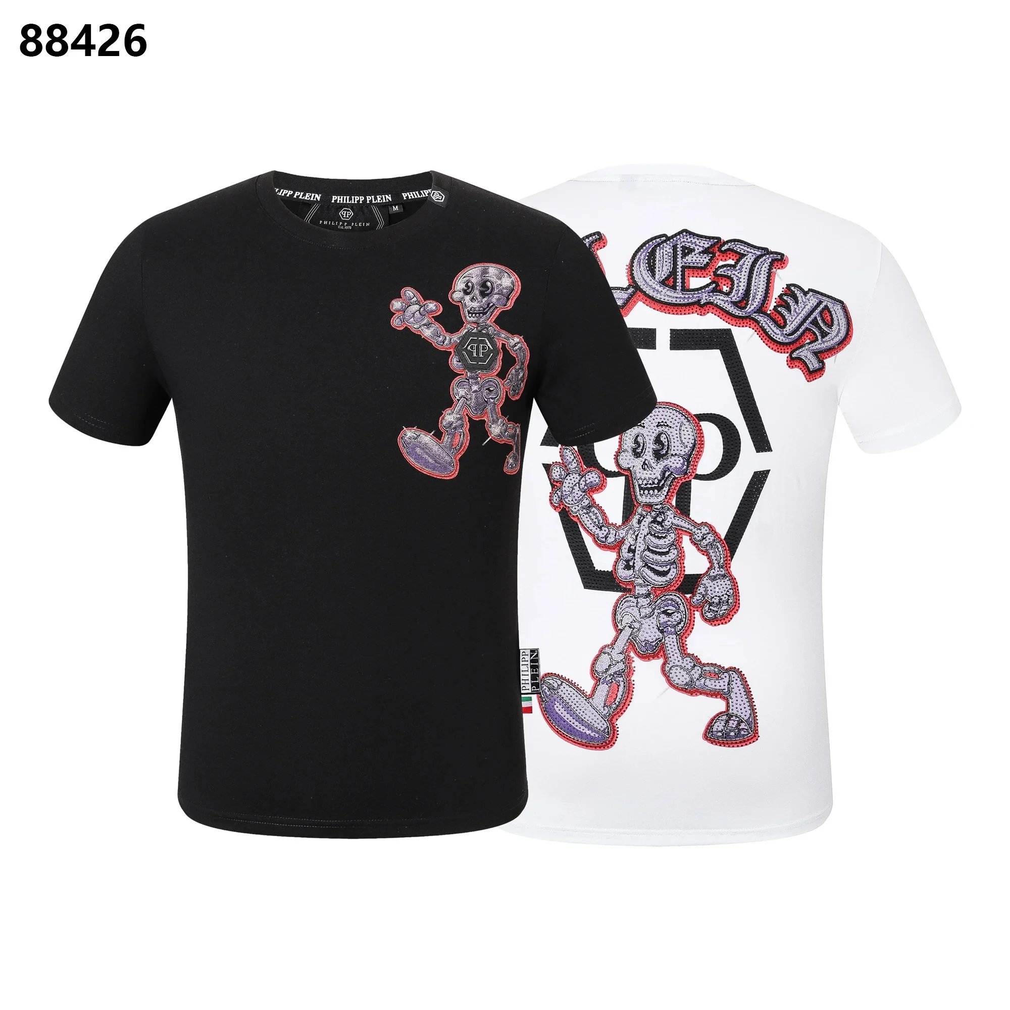 Philipp Plein PP Smiley Black White Graphic T-Shirt