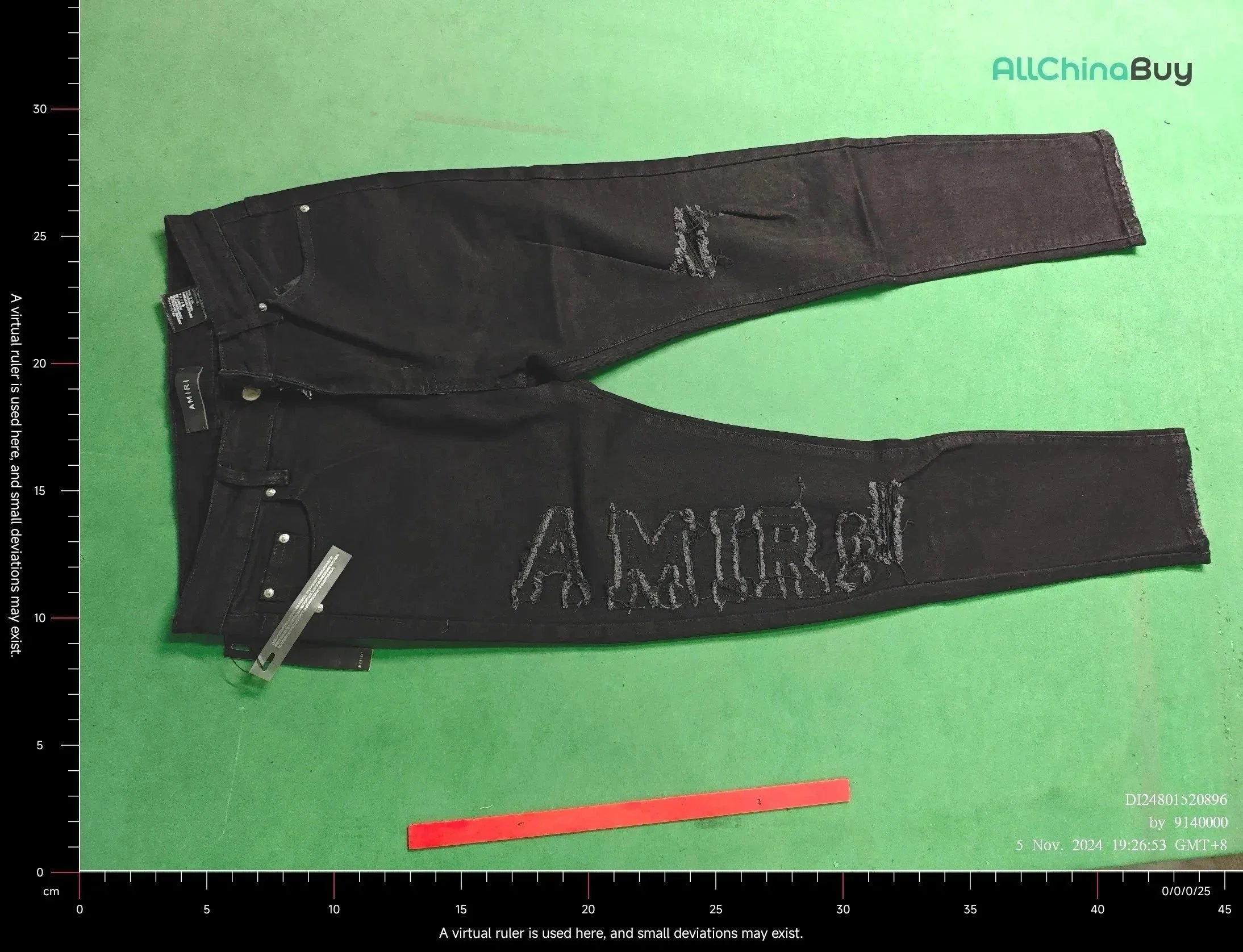 Design Embellished Cross Motif Ripped Black Jeans - 5