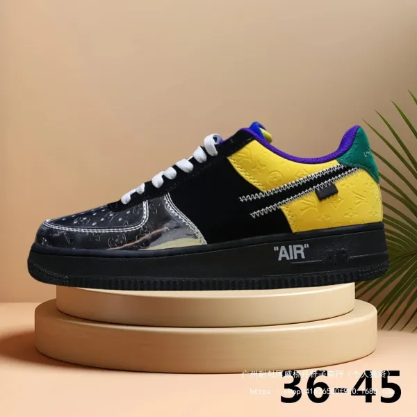 Off-White x Nike Air Force 1 Low Black Velvet Sneakers - 8