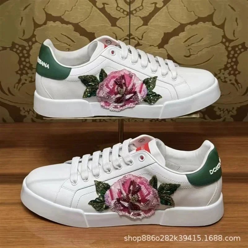 Dolce & Gabbana Floral-Embroidered Sneakers - 002530