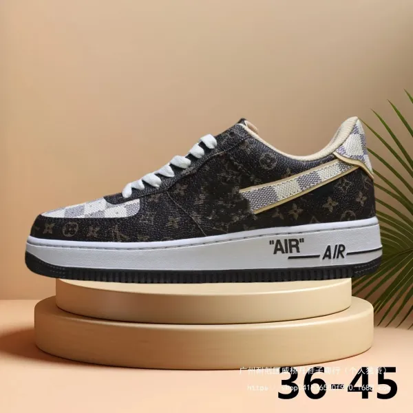 Off-White x Nike Air Force 1 Low Black Velvet Sneakers - 10
