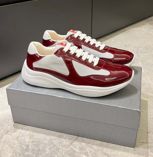 Prada Prada Saffiano Leather Sneakers in Red/White Red