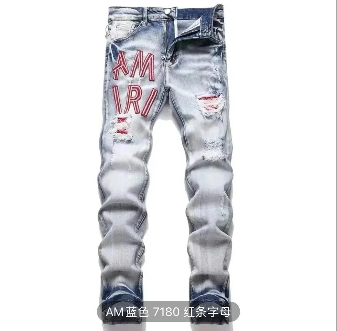 Amiri AM Blue 7180 Red Letter Jeans