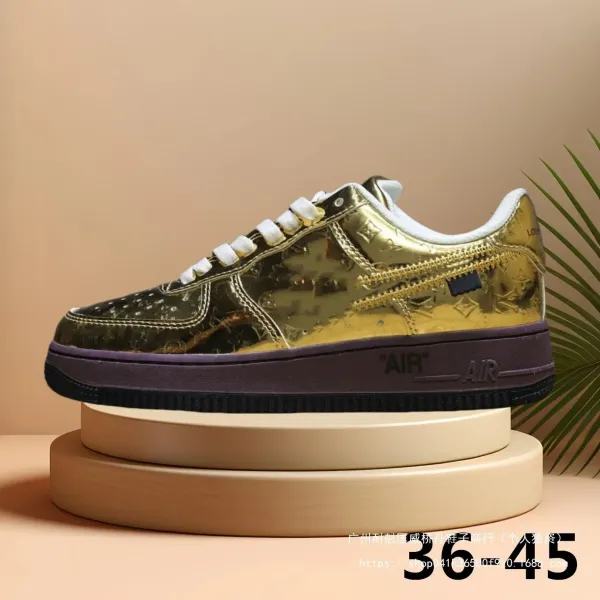 Off-White x Nike Air Force 1 Low Black Velvet Sneakers - 5