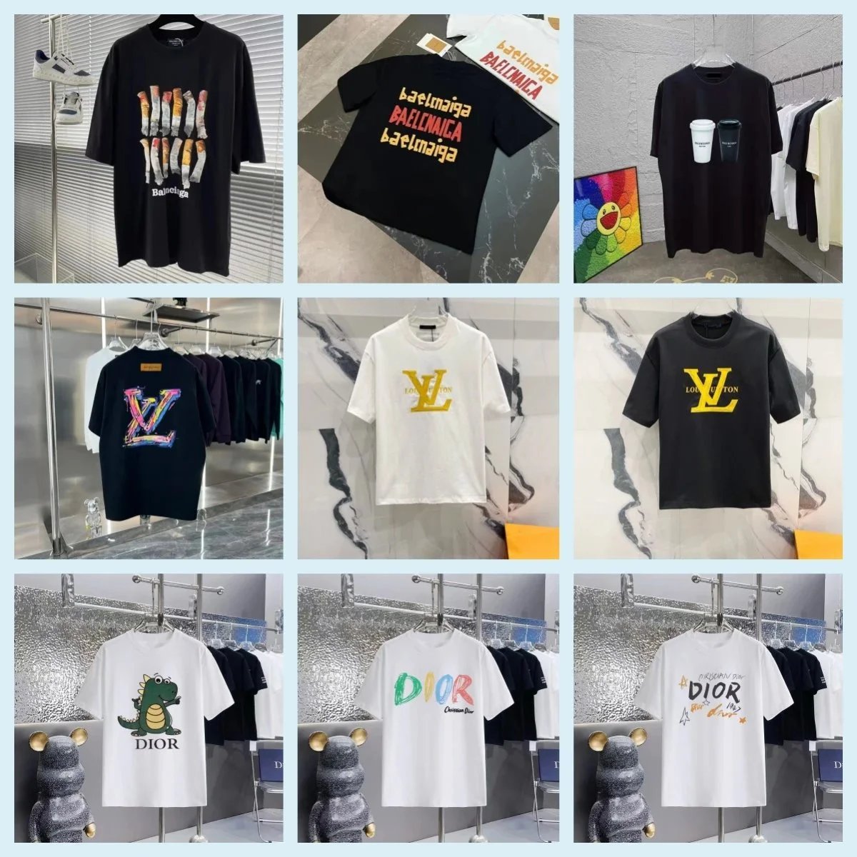 Balenciaga, Louis Vuitton, Dior Graphic Print T-Shirts - 002516