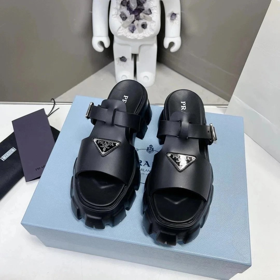 Prada Sandals Woven lug-sole slingback — p14