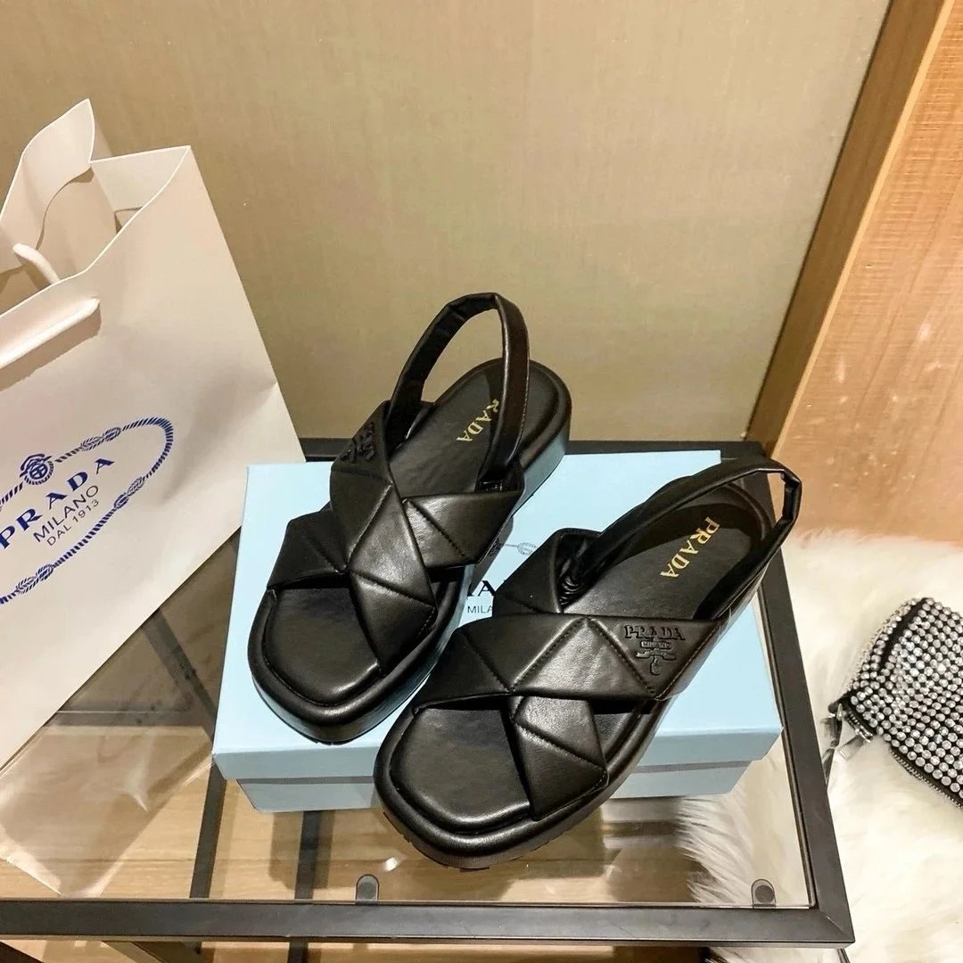 Prada Sandals Woven lug-sole slingback — p31