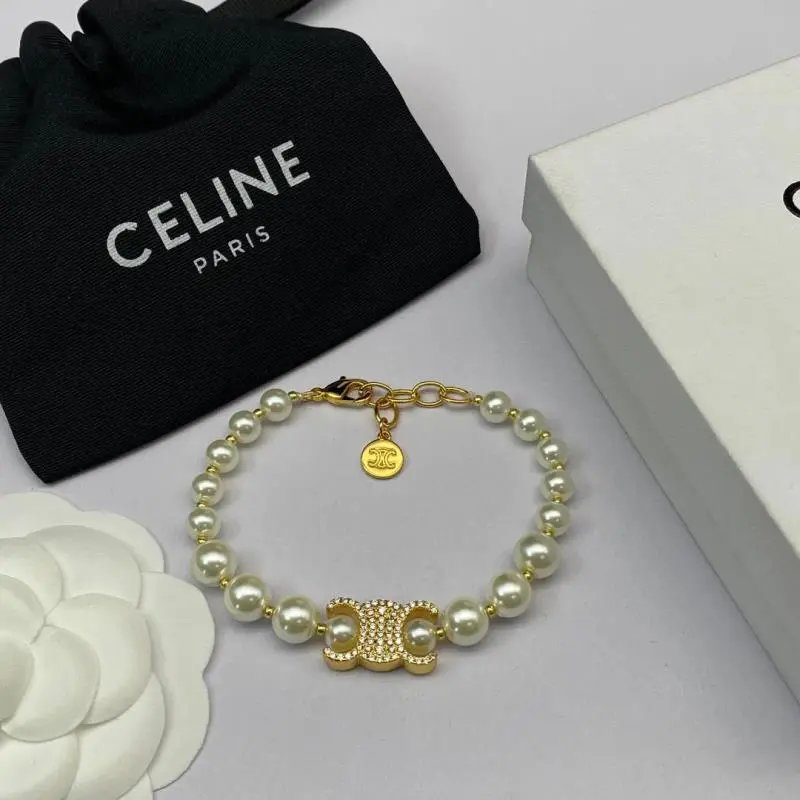 Celine Celine Pearl & Gold Logo Bracelet Gold