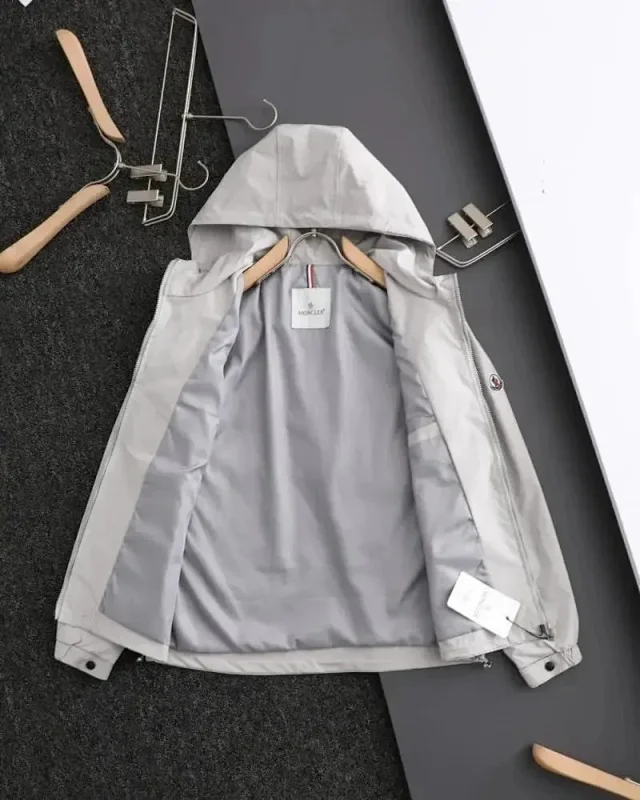 Moncler Jackets Hooded zip-front shell jacket with sleeve logo patch product detail image 3