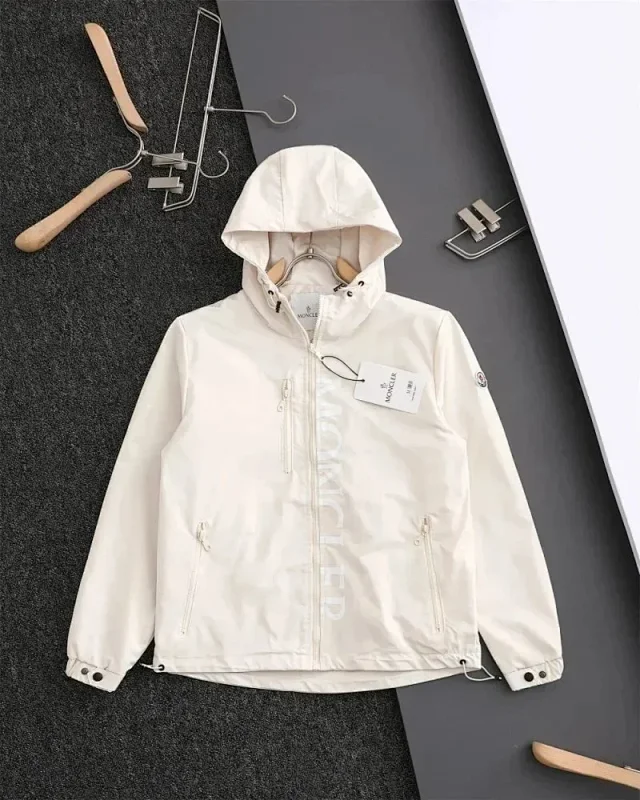 Moncler Jackets Hooded zip-up jacket with vertical logo print product detail image 8