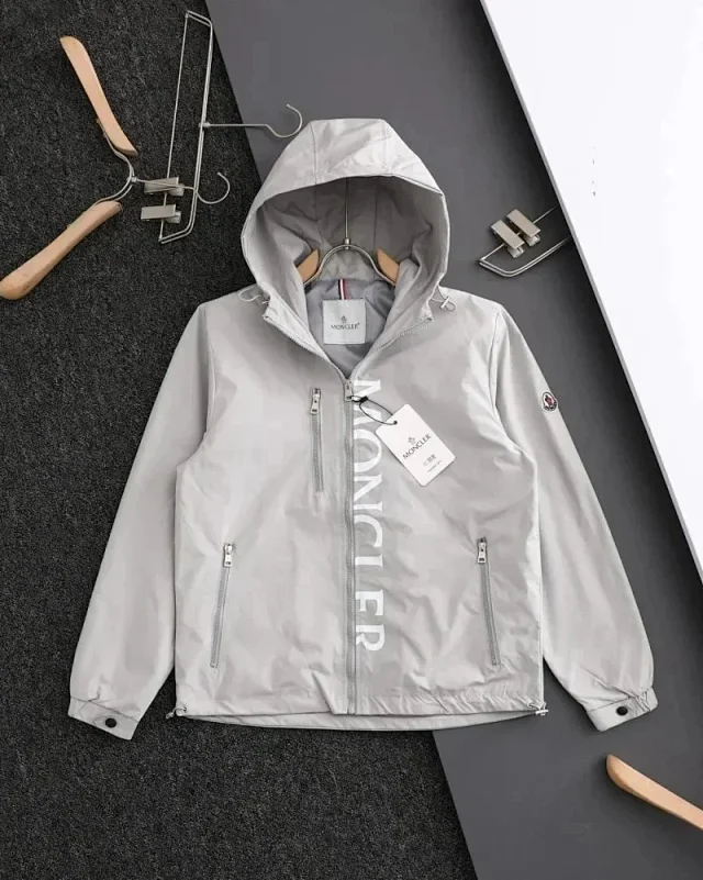 Moncler Jackets Hooded zip-front shell jacket with sleeve logo patch product detail image 2