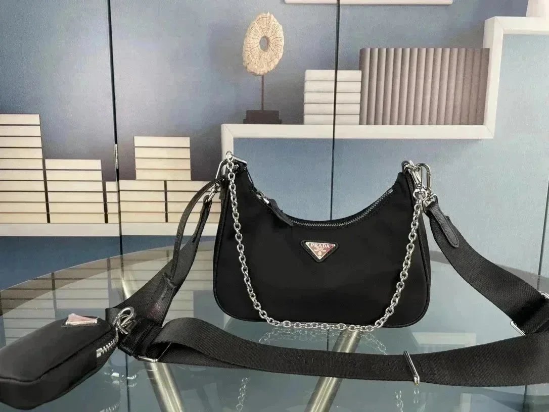 Prada Crossbody Bags Nylon Chain Bag with Detachable Pouch — 051-6