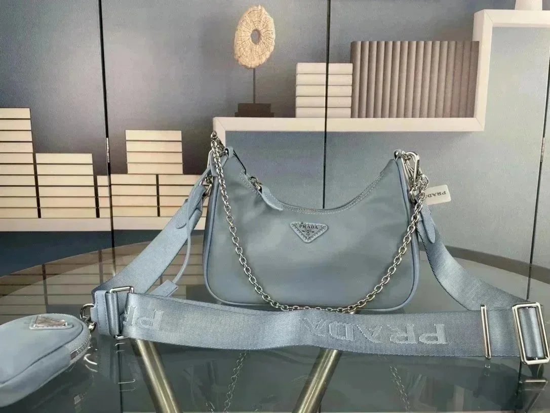 Prada Crossbody Bags Nylon Chain Bag with Detachable Pouch — 051-5