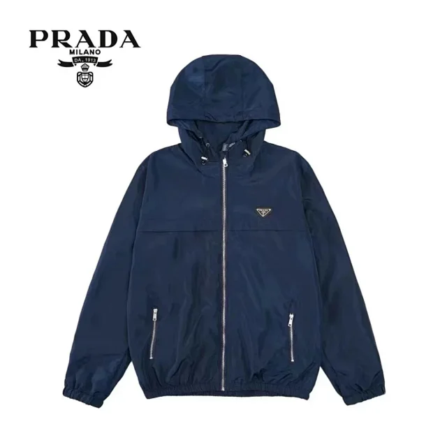 Prada Jackets Hooded Zip-Up Jacket with Triangle Logo Plaque product detail image 5
