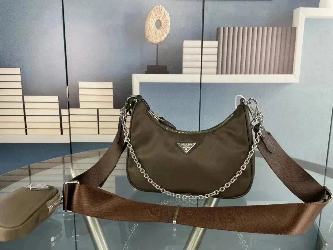 Prada Crossbody Bags Nylon Chain Bag with Detachable Pouch — 051-12