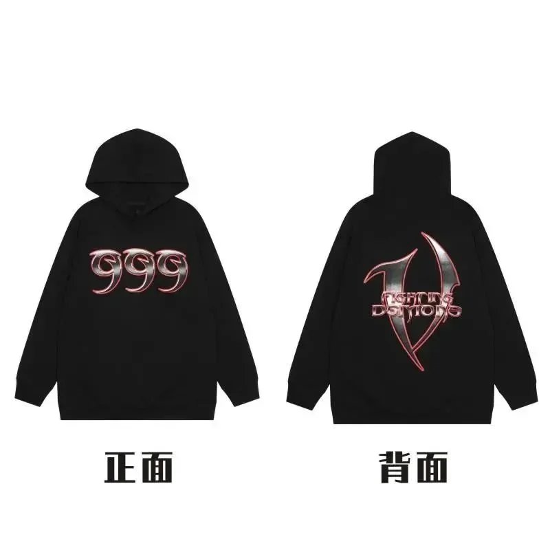 Unbranded Hoodies & Sweatshirts Pullover hoodie with rose text and V graphic prints — 32