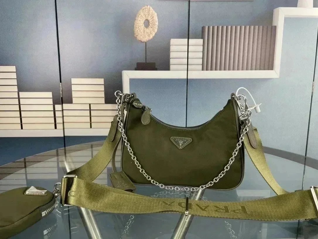 Prada Crossbody Bags Nylon Chain Bag with Detachable Pouch image 6