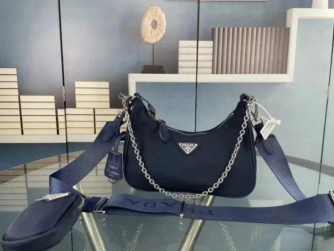 Prada Crossbody Bags Nylon Chain Bag with Detachable Pouch — 051-8
