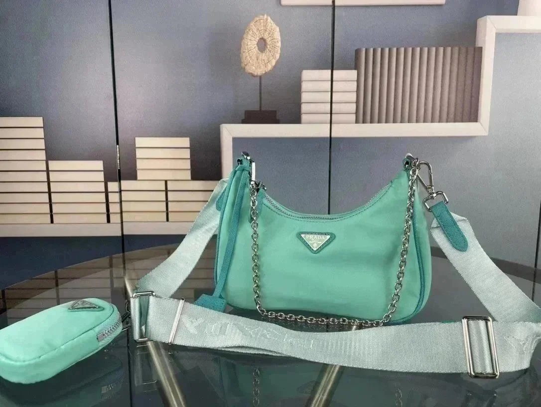 Prada Crossbody Bags Nylon Chain Bag with Detachable Pouch — 051-15